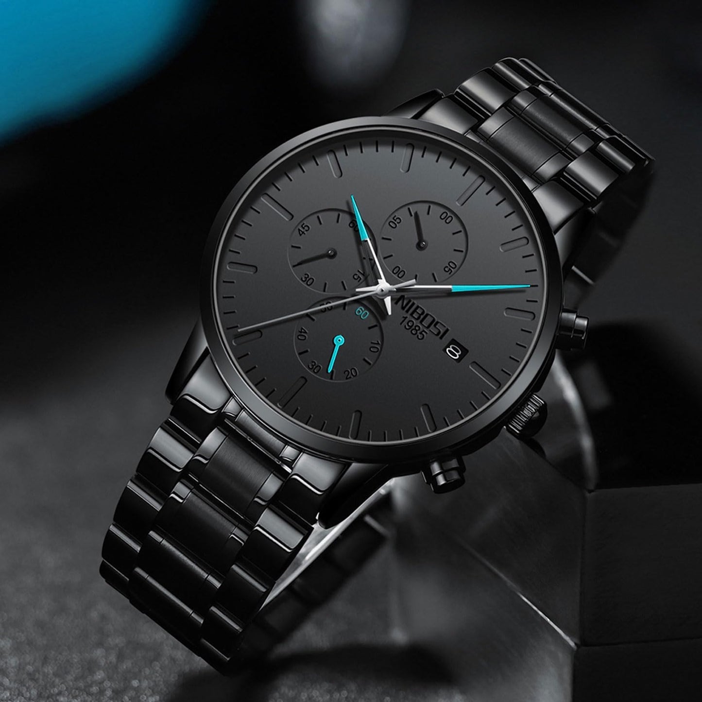 Men's Watches Analog Minimalist Black/Blue Dial Watches for Men