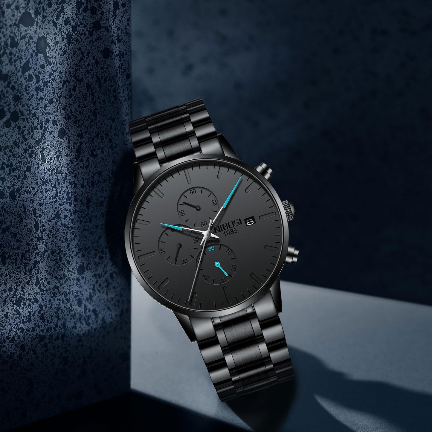 Men's Watches Analog Minimalist Black/Blue Dial Watches for Men